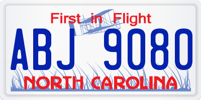 NC license plate ABJ9080