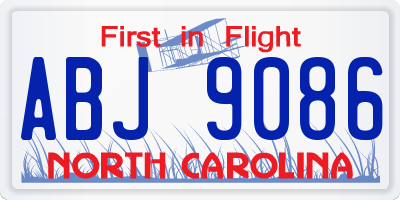 NC license plate ABJ9086