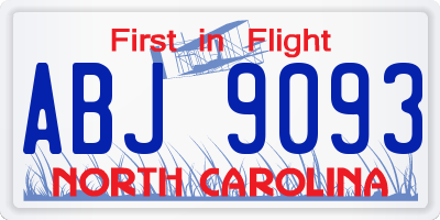 NC license plate ABJ9093