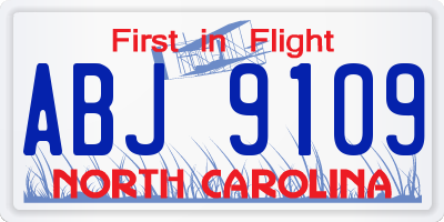 NC license plate ABJ9109