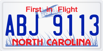 NC license plate ABJ9113