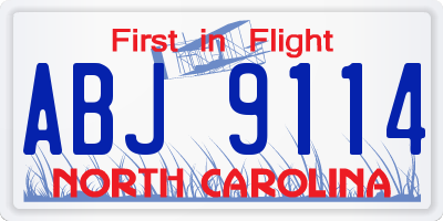 NC license plate ABJ9114