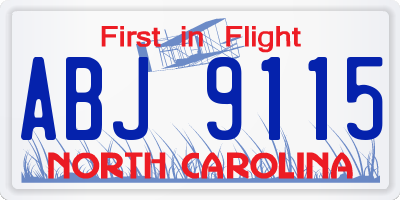 NC license plate ABJ9115