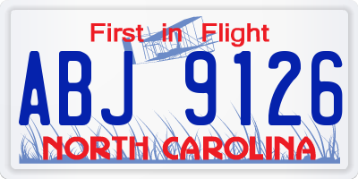 NC license plate ABJ9126