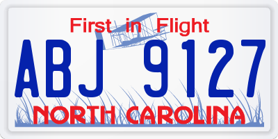NC license plate ABJ9127