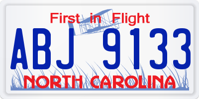 NC license plate ABJ9133