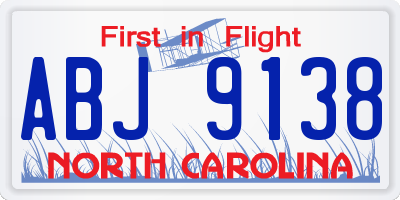NC license plate ABJ9138