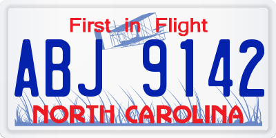 NC license plate ABJ9142