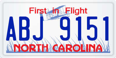 NC license plate ABJ9151