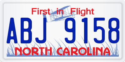 NC license plate ABJ9158