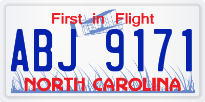 NC license plate ABJ9171