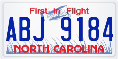 NC license plate ABJ9184