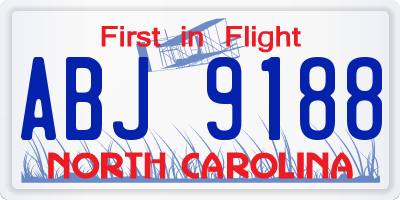 NC license plate ABJ9188