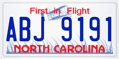 NC license plate ABJ9191