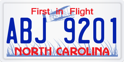 NC license plate ABJ9201