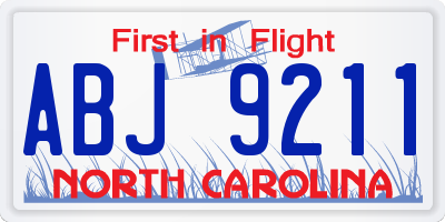 NC license plate ABJ9211