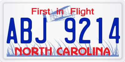 NC license plate ABJ9214