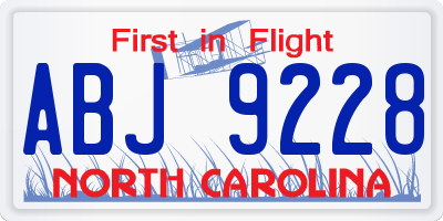 NC license plate ABJ9228