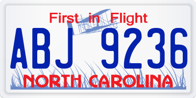 NC license plate ABJ9236