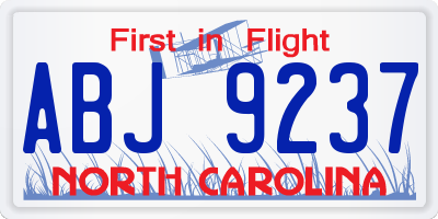 NC license plate ABJ9237