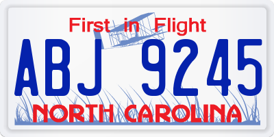NC license plate ABJ9245