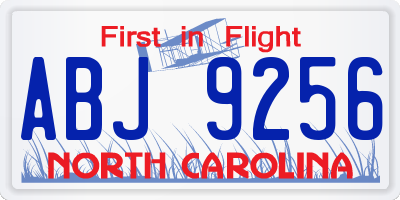 NC license plate ABJ9256