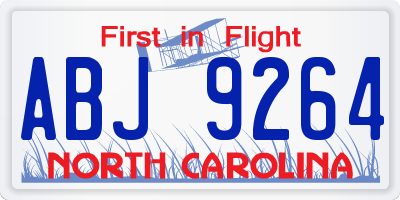 NC license plate ABJ9264