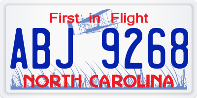 NC license plate ABJ9268