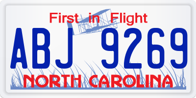 NC license plate ABJ9269