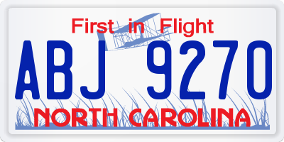 NC license plate ABJ9270
