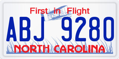 NC license plate ABJ9280