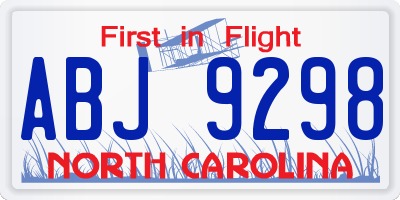 NC license plate ABJ9298