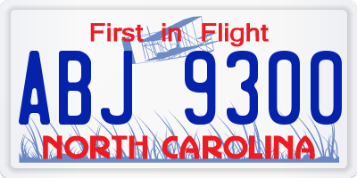 NC license plate ABJ9300