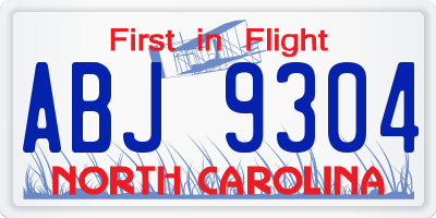 NC license plate ABJ9304