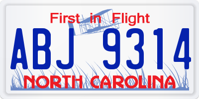 NC license plate ABJ9314