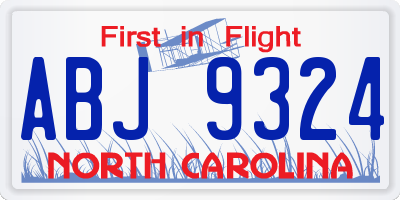 NC license plate ABJ9324