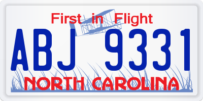 NC license plate ABJ9331
