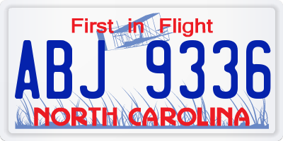 NC license plate ABJ9336