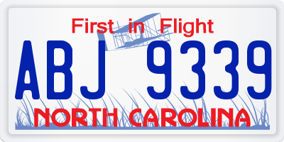 NC license plate ABJ9339