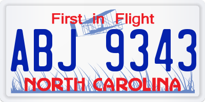 NC license plate ABJ9343