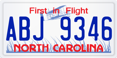 NC license plate ABJ9346
