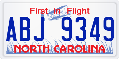 NC license plate ABJ9349