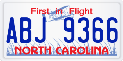 NC license plate ABJ9366