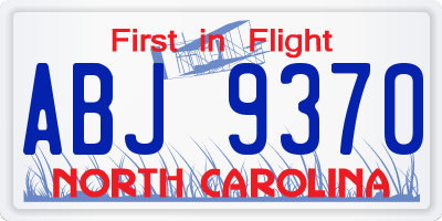 NC license plate ABJ9370