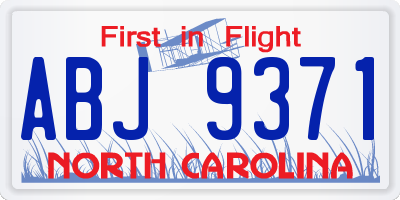 NC license plate ABJ9371