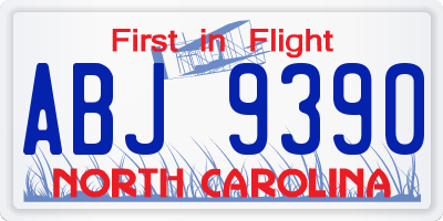 NC license plate ABJ9390