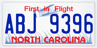 NC license plate ABJ9396