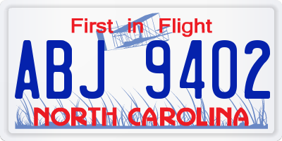 NC license plate ABJ9402