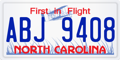 NC license plate ABJ9408
