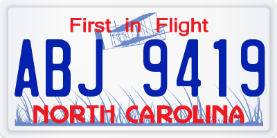NC license plate ABJ9419